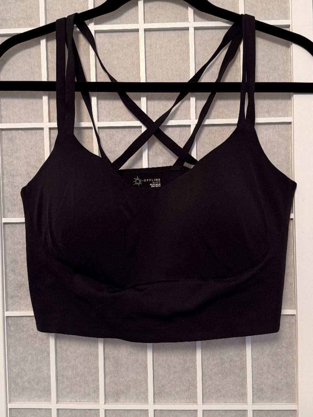 OFFLINE By Aerie Real Me XTRA Hold Up! Strappy Sports Bra Black Size XL